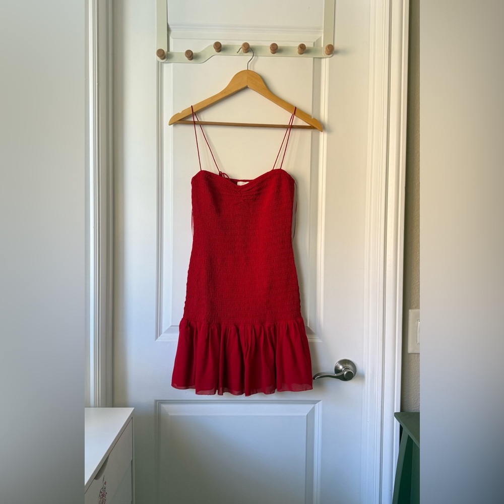Reformation Janessa Red Ruched Mini Dress - Picture 10 of 15